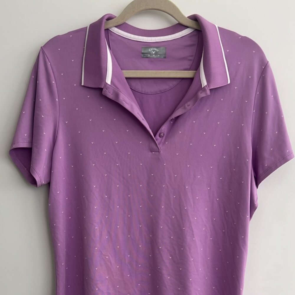 Callaway Womens Chevron Polka Dot Polo Pink, Size L